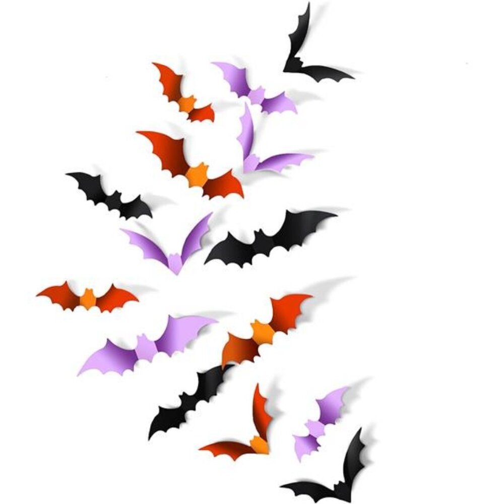 60 Pcs 3D Bats Halloween Wall Decor Stickers Bats Wall Decor Realistic